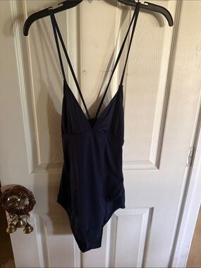 Athleta Navy Strappy V‑Neck One‑Piece Swimsuit 0061